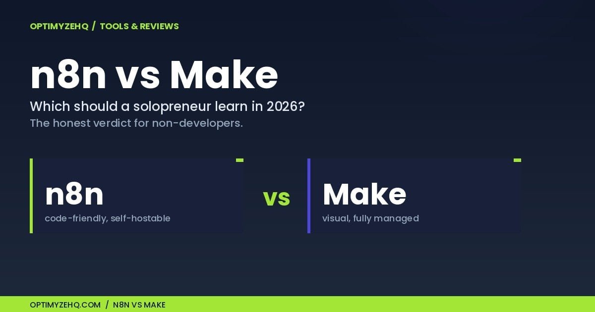 n8n vs Make for beginners comparison: which automation tool a solopreneur should learn in 2026